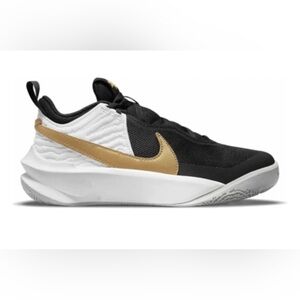 Nike Kid's Team Hustle D 10 Shoes Black White Photon Dust Metallic Gold Size 5Y